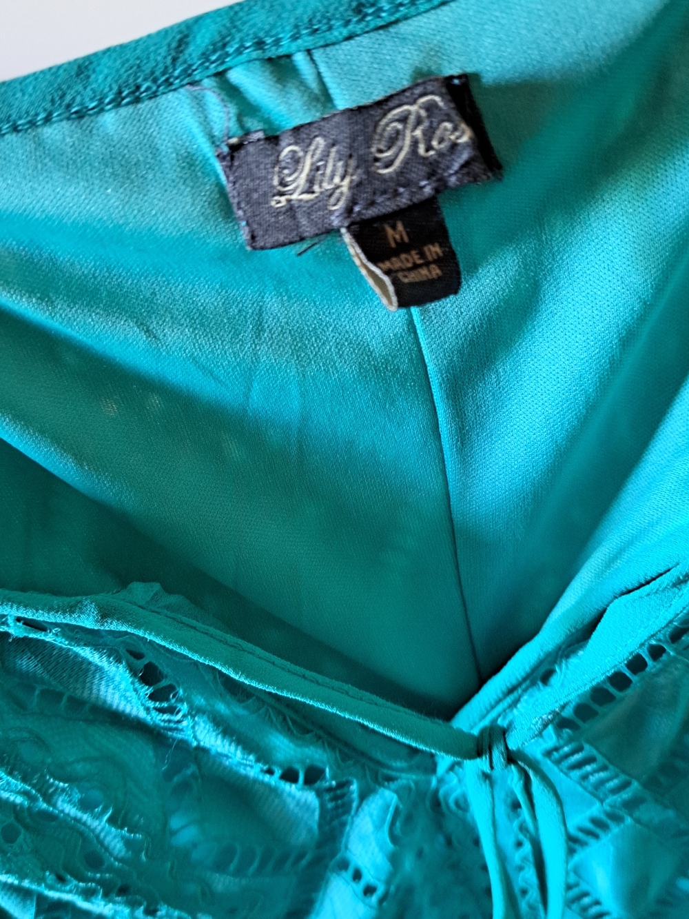 Lily Rose Teal Crochet Dress - Picture 3 of 3